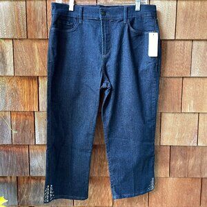 NWT NYDJ Ariel Indigo Blue Denim Figure Flattering Crop Jeans in Women's 12
